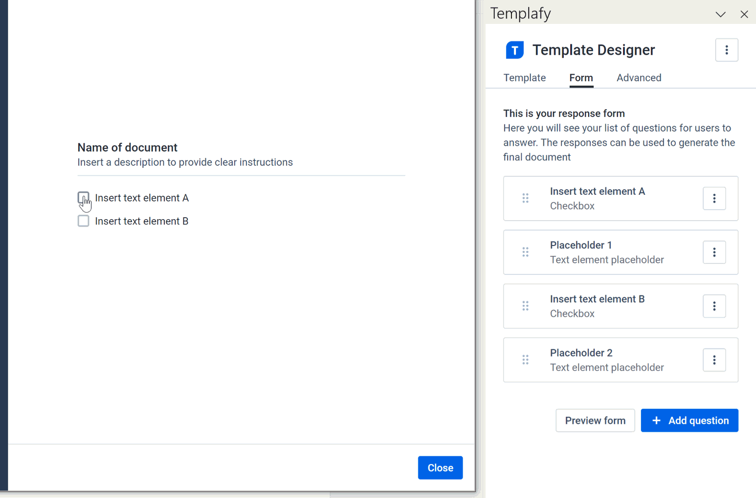 How to dynamically insert text elements from the Library in a document ...