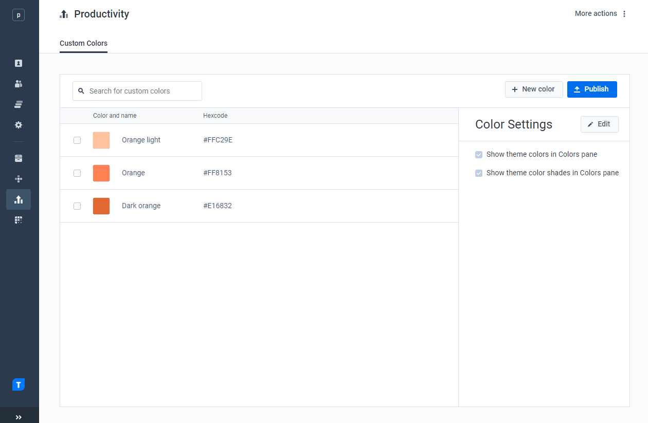 How to add, reorder, edit, or delete custom colors – Templafy Help center