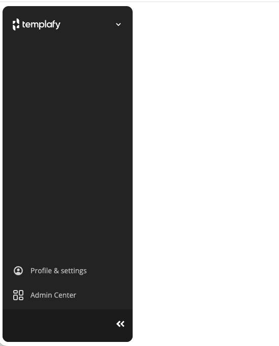 Admin Center item in the Templafy app left menu